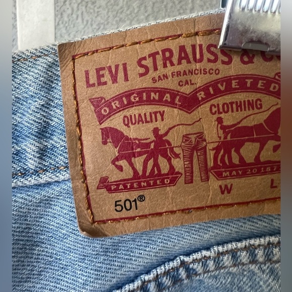 Levi's Light Blue Distressed Jean Shorts - Picture 4 of 5